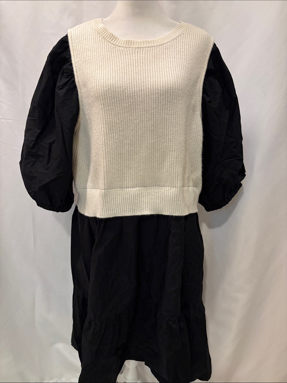 Eloquii Elements Twofer Poplin Dress with Black Puff Sleeves - size 18/20